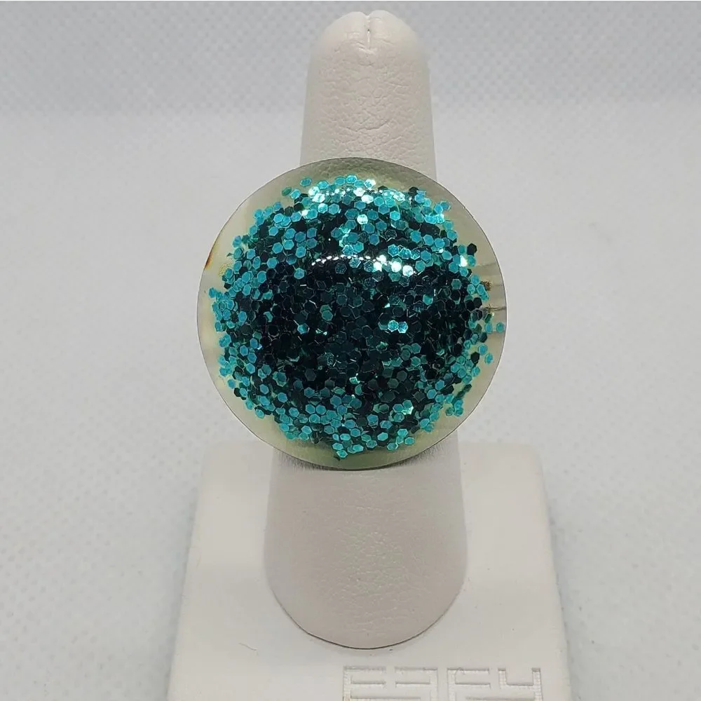 Adjustable Blue Sparkly Ring